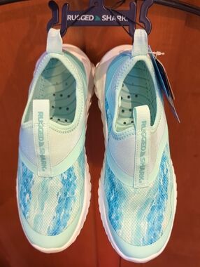 New Rugged Shark Women's Slip-On Sneakers in Aqua Blue 6